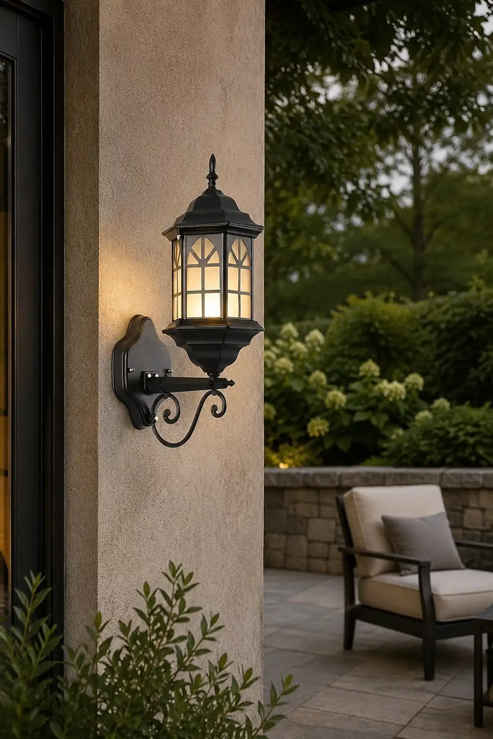 Retro Waterproof Dimmable LED Solar Wall Lamp with Remote Exterior Lights - Lumpaz