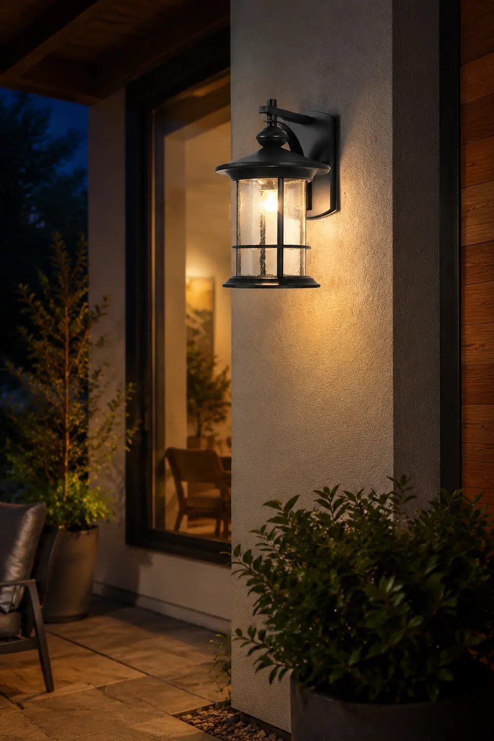 Retro Aluminum Glass LED Waterproof Black American Garden Wall Lamp - Lumpaz
