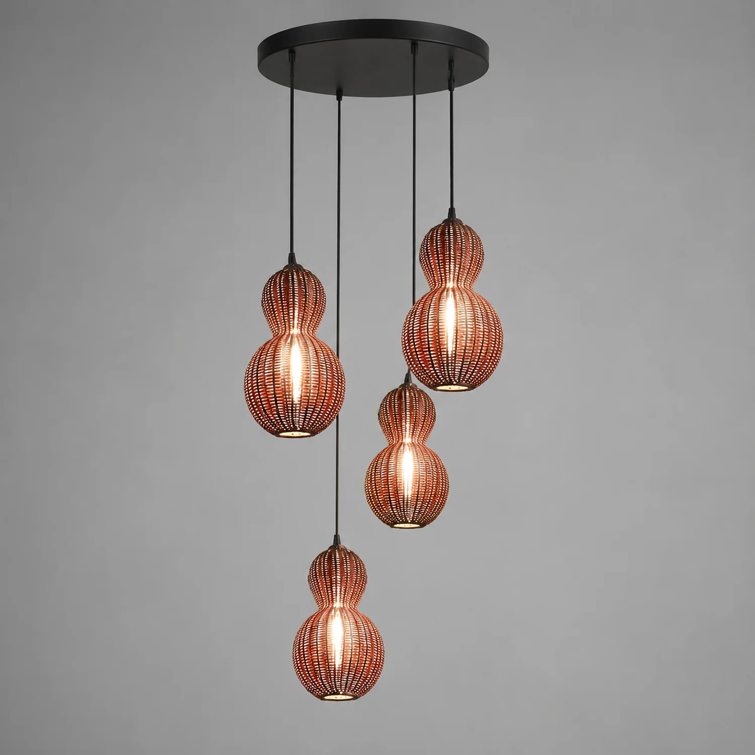 Rattan Gourd Waterproof Retro Outdoor Chandelier Porch Lights Wall Lamp - Lumpaz