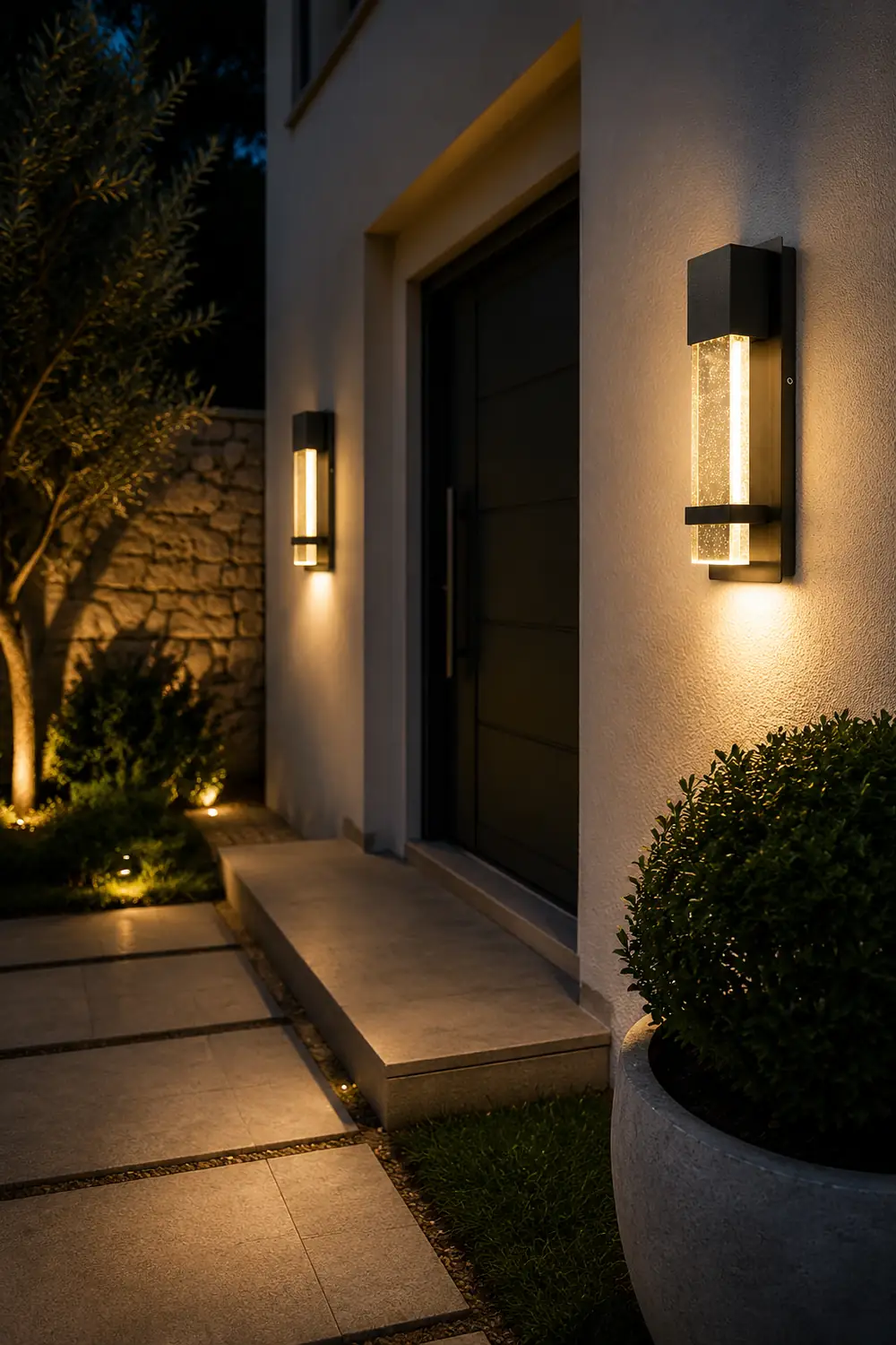 Minimalist Crystal Bubble Glass Waterproof LED Motion Sensor Wall Lamp - Lumpaz