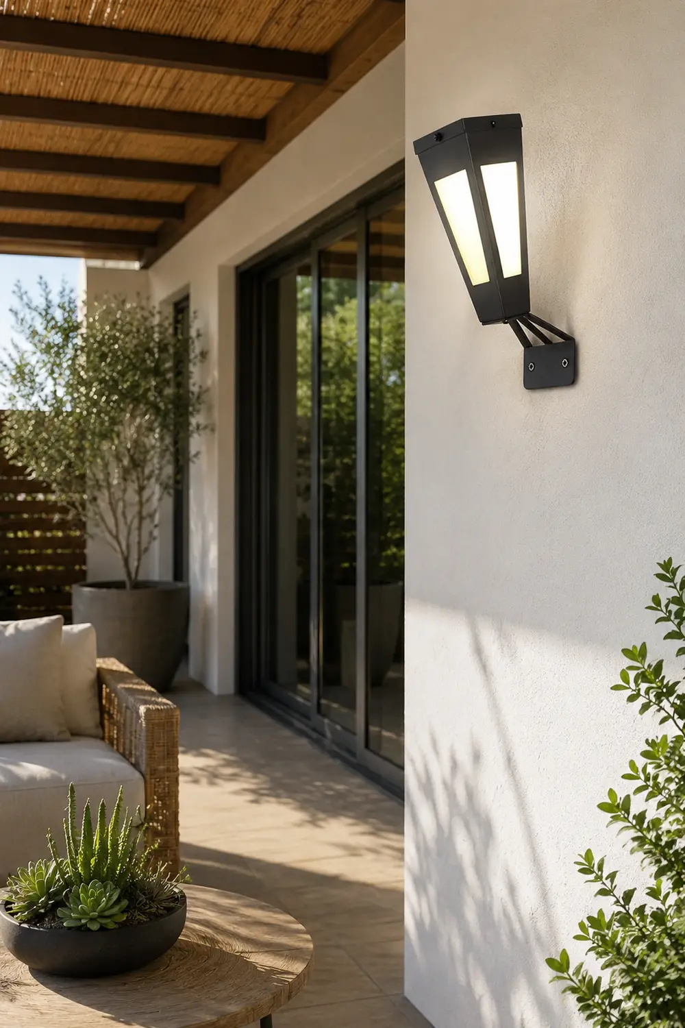 Waterproof Intelligent Metal LED Black Modern Solar Outdoor Wall Light - Lumpaz