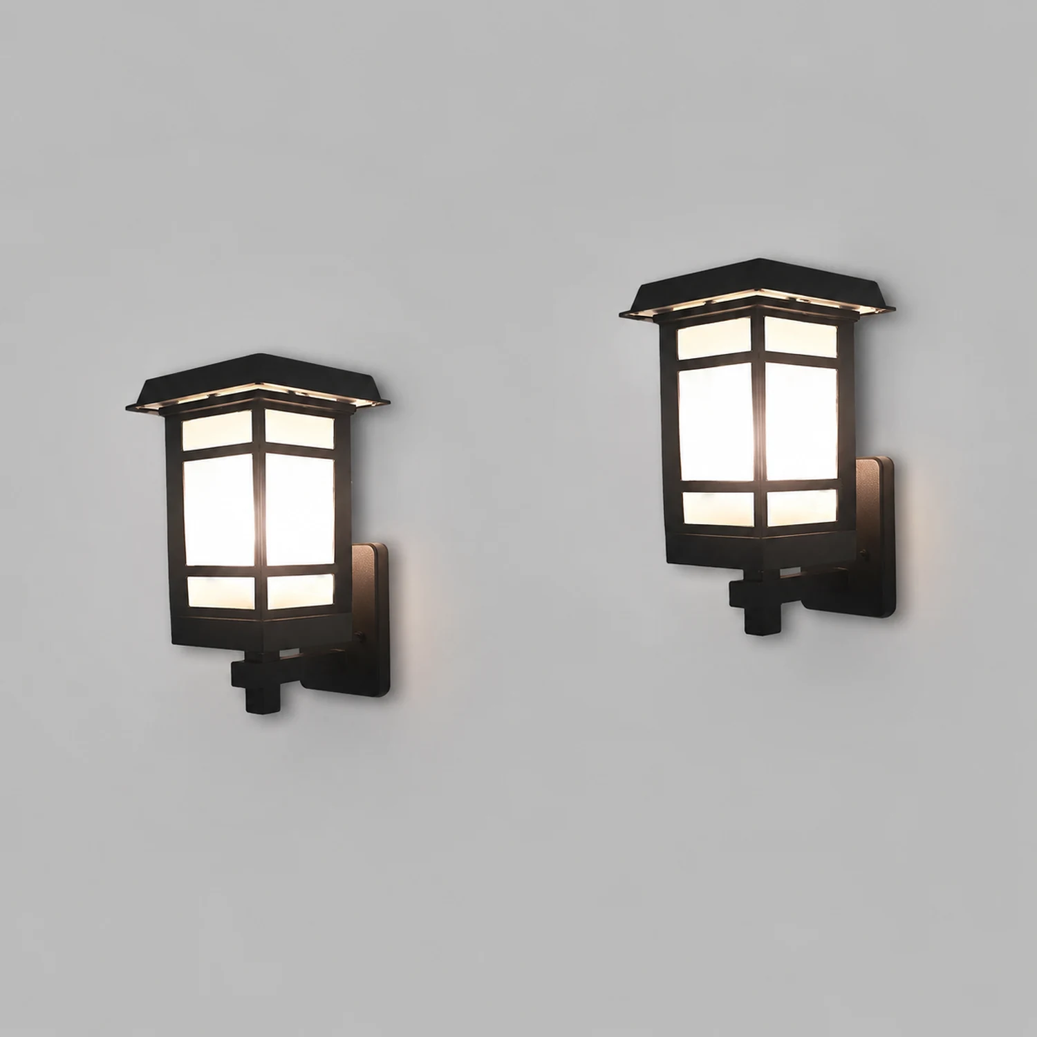 Vintage Waterproof LED Glass Matte Black Retro Wall Lamp Exterior Lights - Lumpaz
