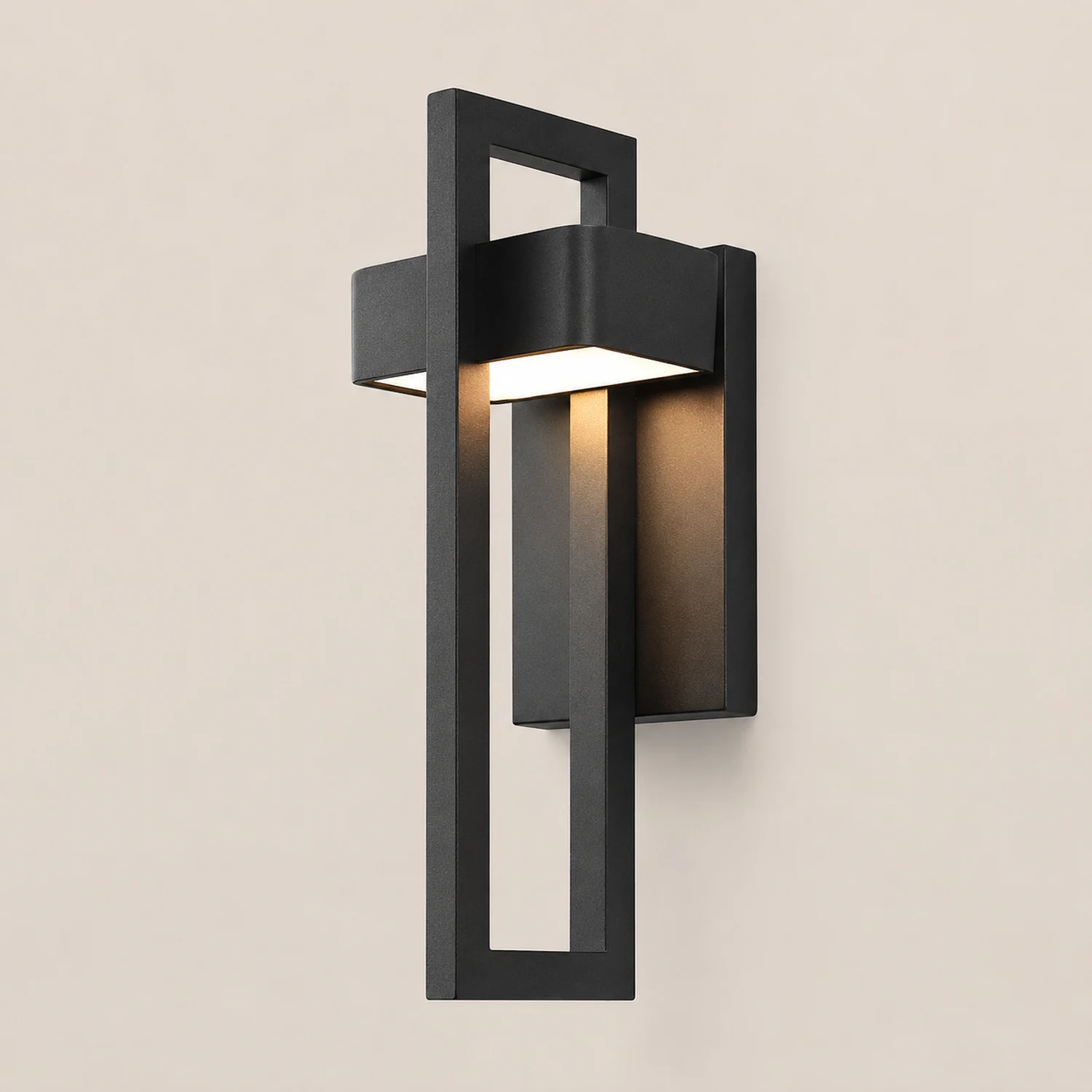 Rectangular Minimalist LED Waterproof Black Modern Outdoor Wall Lamp - Lumpaz