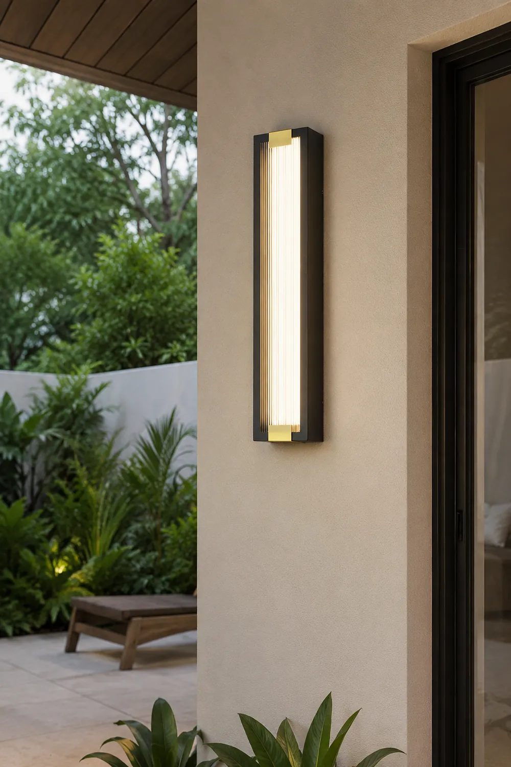 Rectangular Strip Waterproof LED Black Modern Porch Lights Wall Sconces - Lumpaz