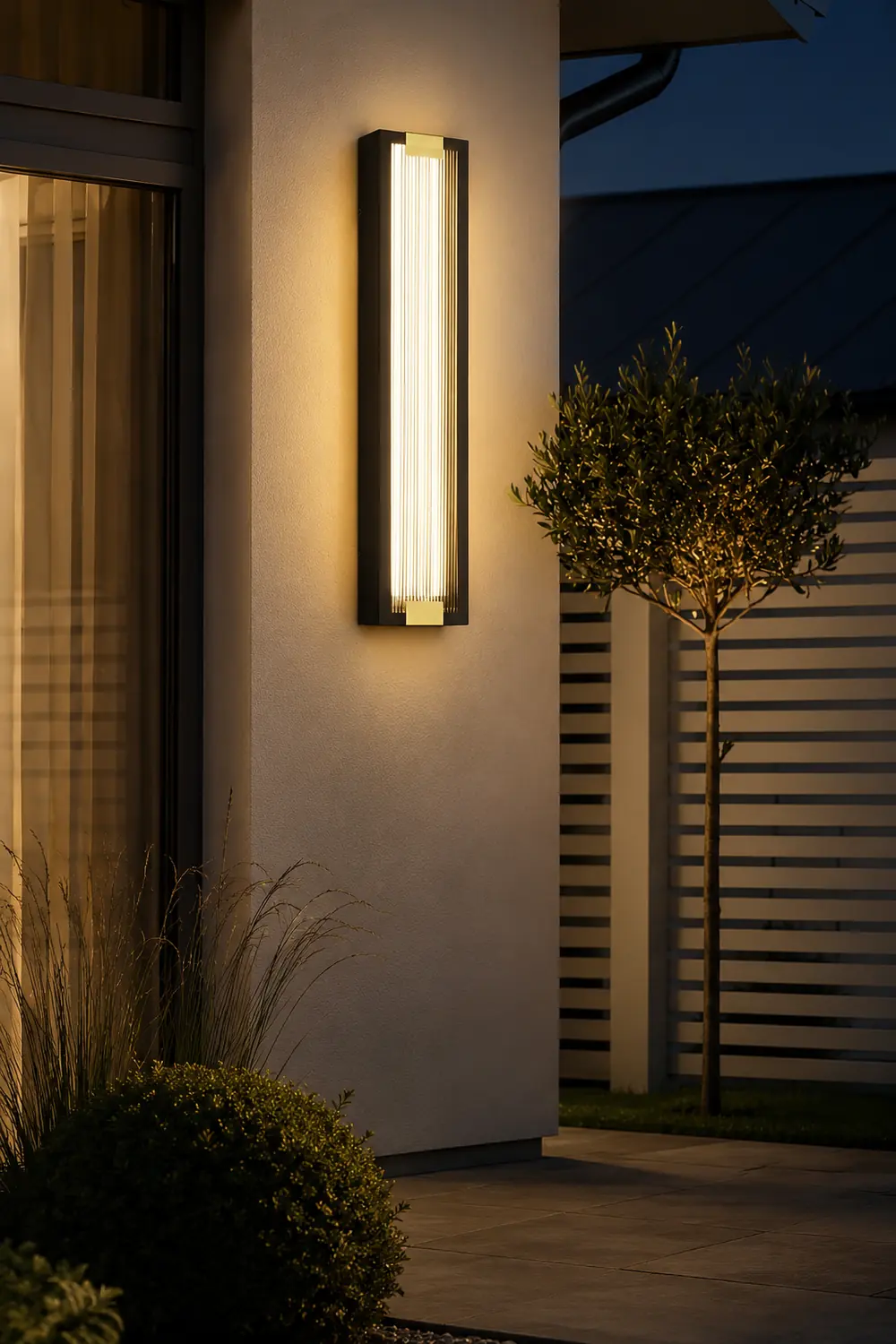 Rectangular Strip Waterproof LED Black Modern Porch Lights Wall Sconces - Lumpaz