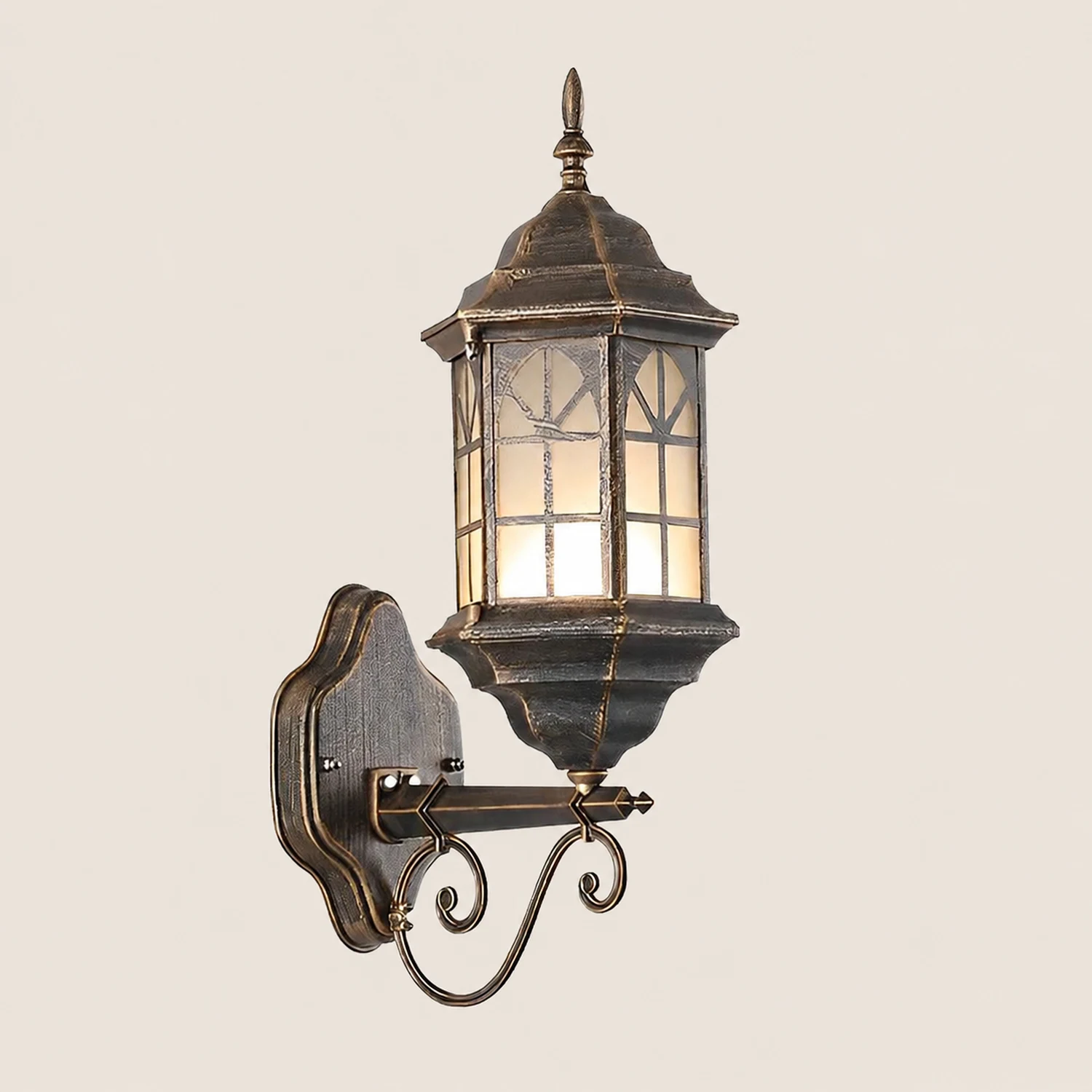 Retro Waterproof Dimmable LED Solar Wall Lamp with Remote Exterior Lights - Lumpaz