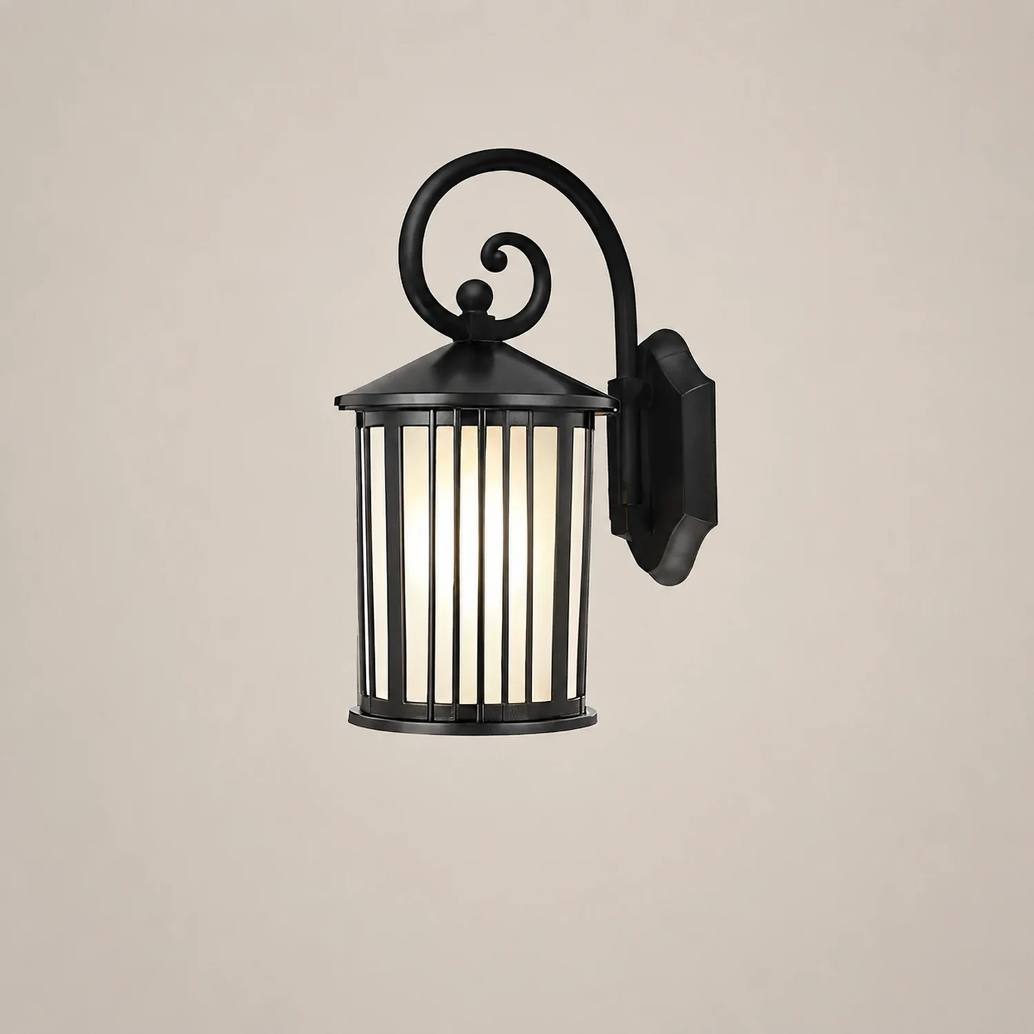 Waterproof Striped Glass Aluminum Black Retro Outdoor Wall Lights - Lumpaz
