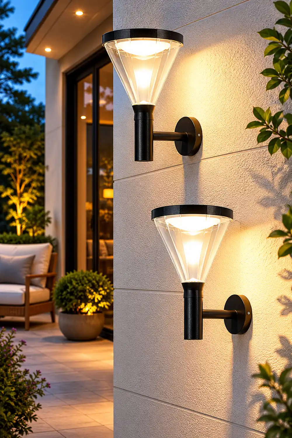 Waterproof Dimmable LED Black Modern Solar Outdoor Wall Lights Wall Lamp - Lumpaz