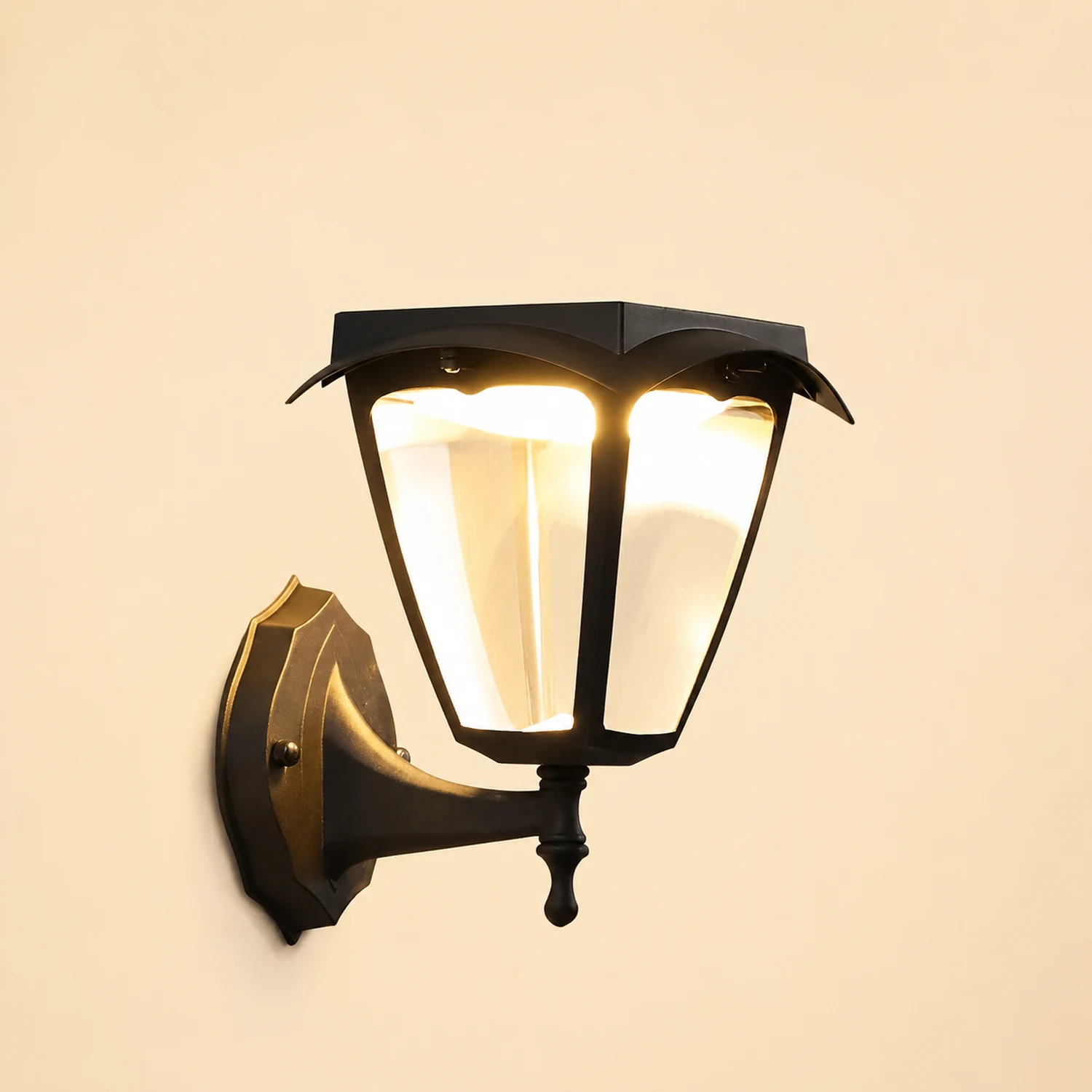 Square Dimmable LED Intelligent Black Modern Solar Outdoor Wall Lights - Lumpaz