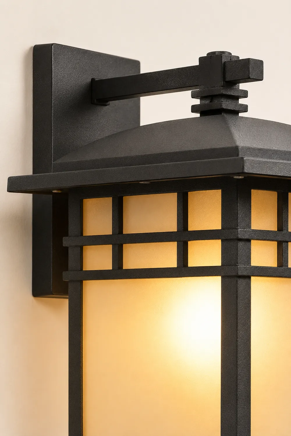 Square Retro Waterproof Yellow Glass Shade Vintage Outdoor Wall Lights - Lumpaz