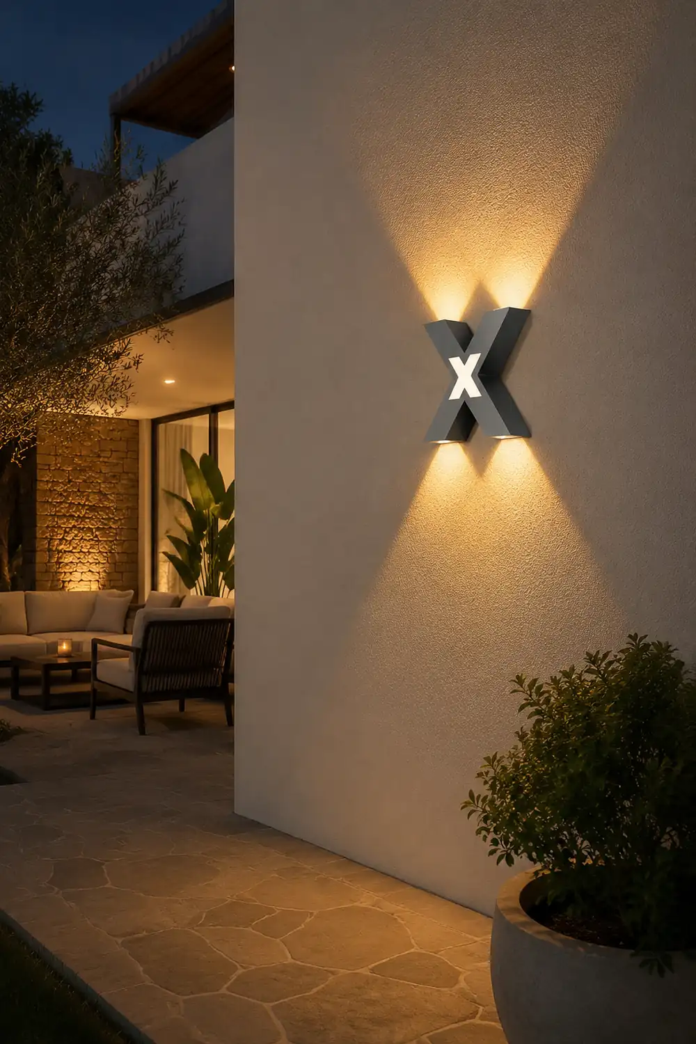 X Shape Creative Waterproof LED Black Modern Outdoor Wall Lamp Exterior Lights - Lumpaz