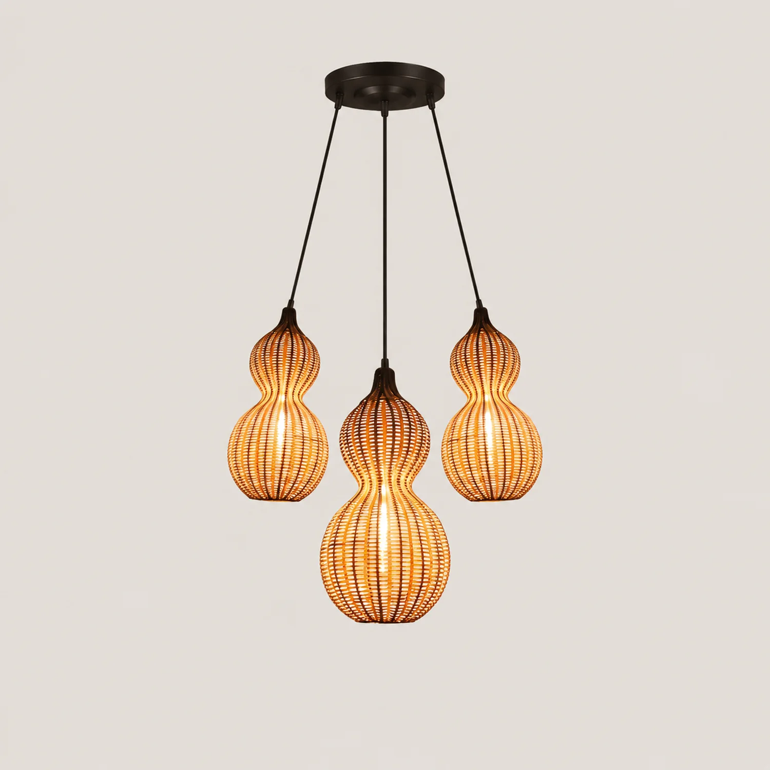 Rattan Gourd Waterproof Retro Outdoor Chandelier Porch Lights Wall Lamp - Lumpaz
