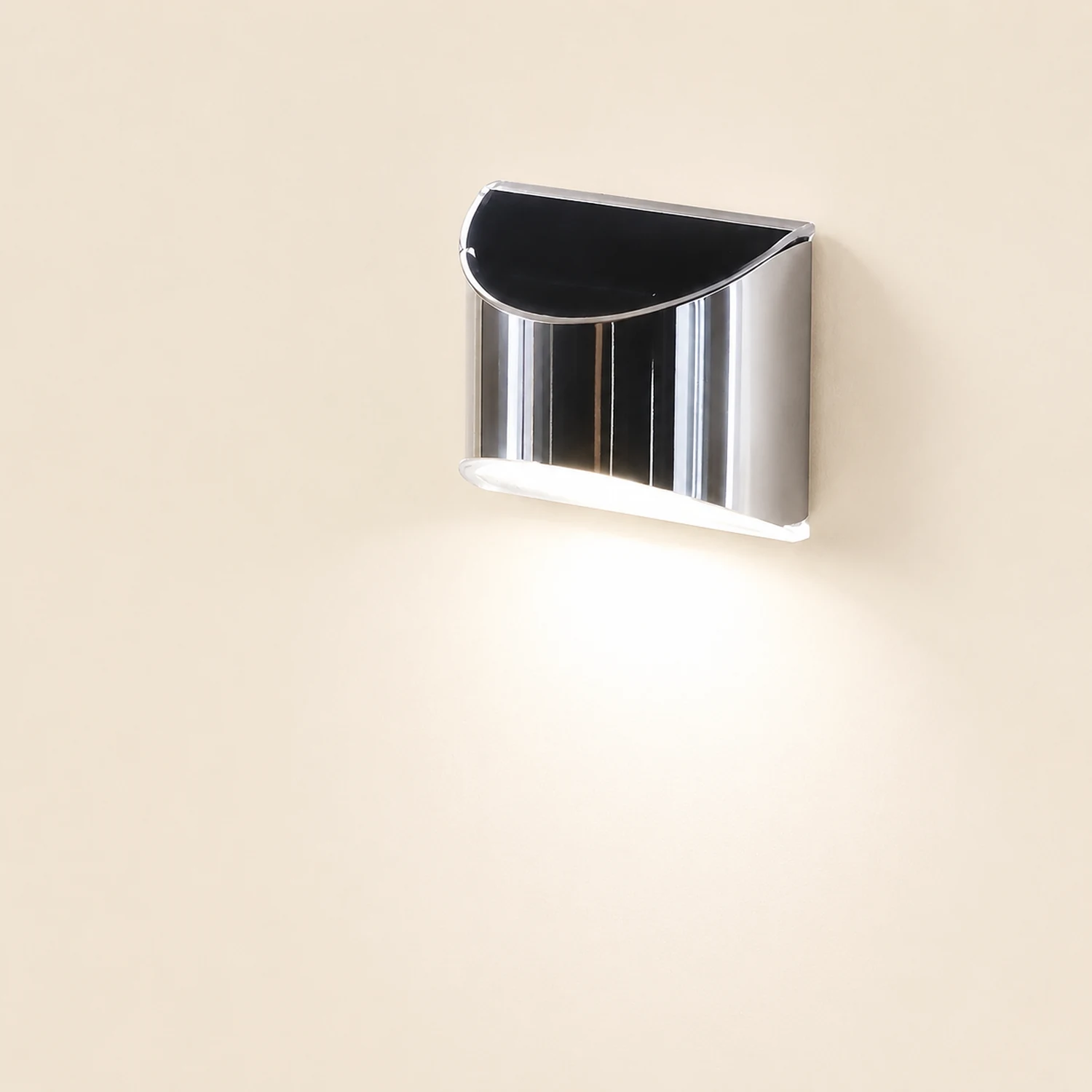 Stainless Steel Minimalist Waterproof Silver Modern Solar Wall Lamp - Lumpaz