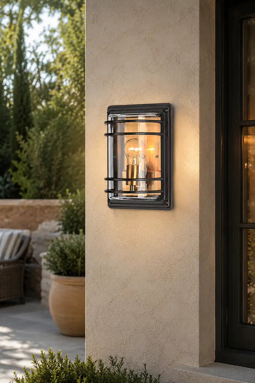 Vintage Aluminum Brown Glass Waterproof Modern Outdoor Wall Light - Lumpaz