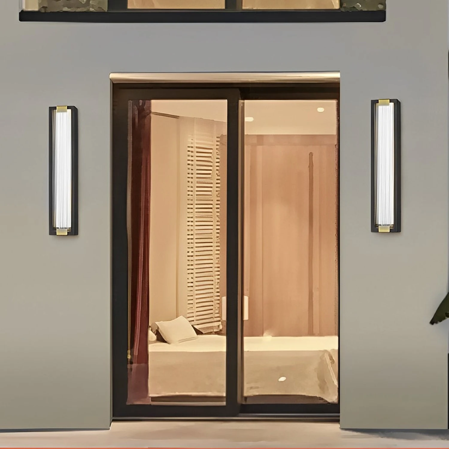 Rectangular Strip Waterproof LED Black Modern Porch Lights Wall Sconces - Lumpaz