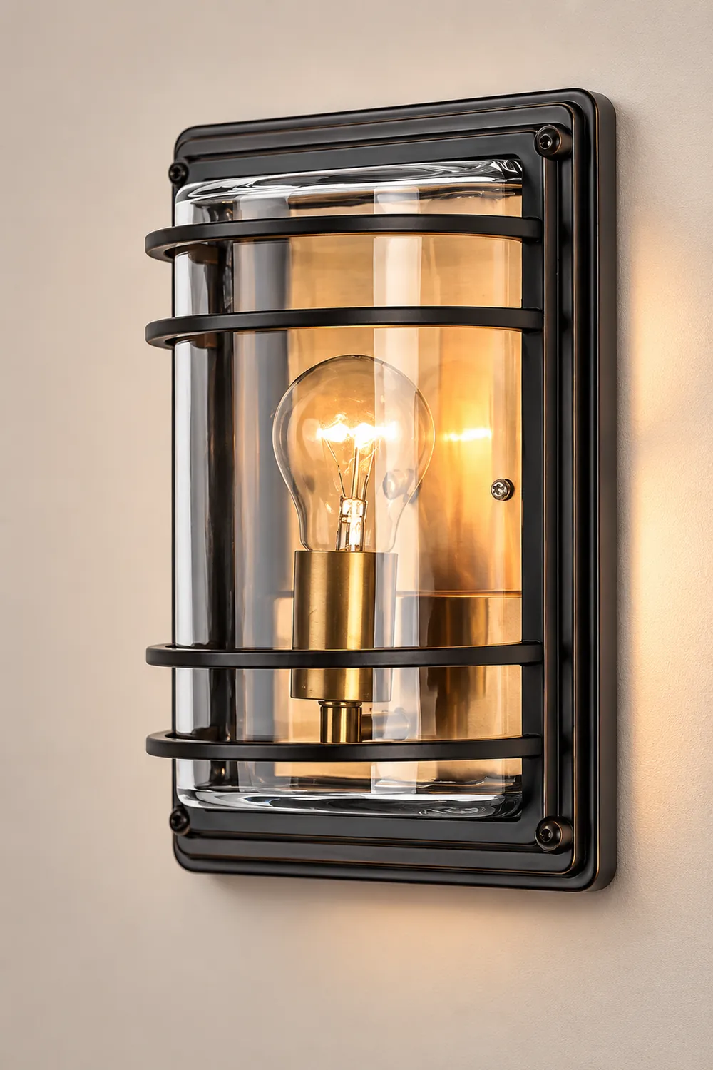 Vintage Aluminum Brown Glass Waterproof Modern Outdoor Wall Light - Lumpaz