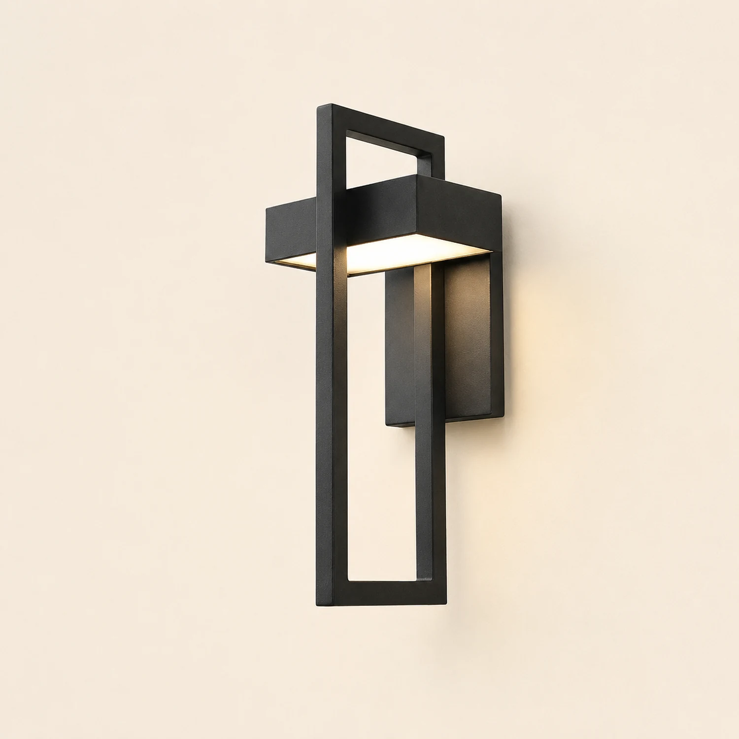 Rectangular Minimalist LED Waterproof Black Modern Outdoor Wall Lamp - Lumpaz