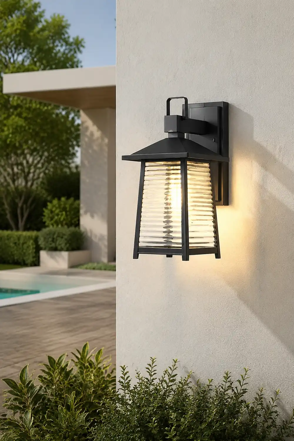 Waterproof Thickened Glass Black Retro Solar Outdoor Wall Lights - Lumpaz
