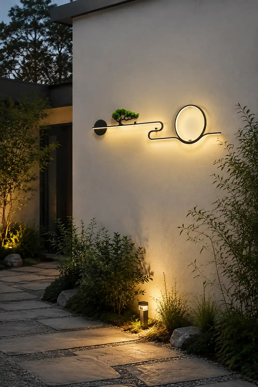 Moon Tree Scenery Waterproof LED Black Retro Outdoor Wall Lights Sconces - Lumpaz