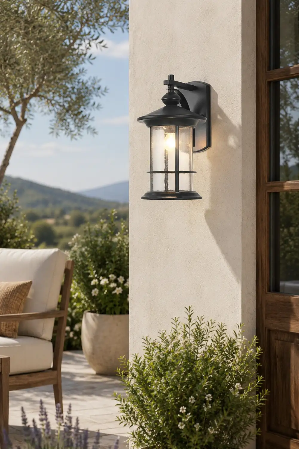 Retro Aluminum Glass LED Waterproof Black American Garden Wall Lamp - Lumpaz