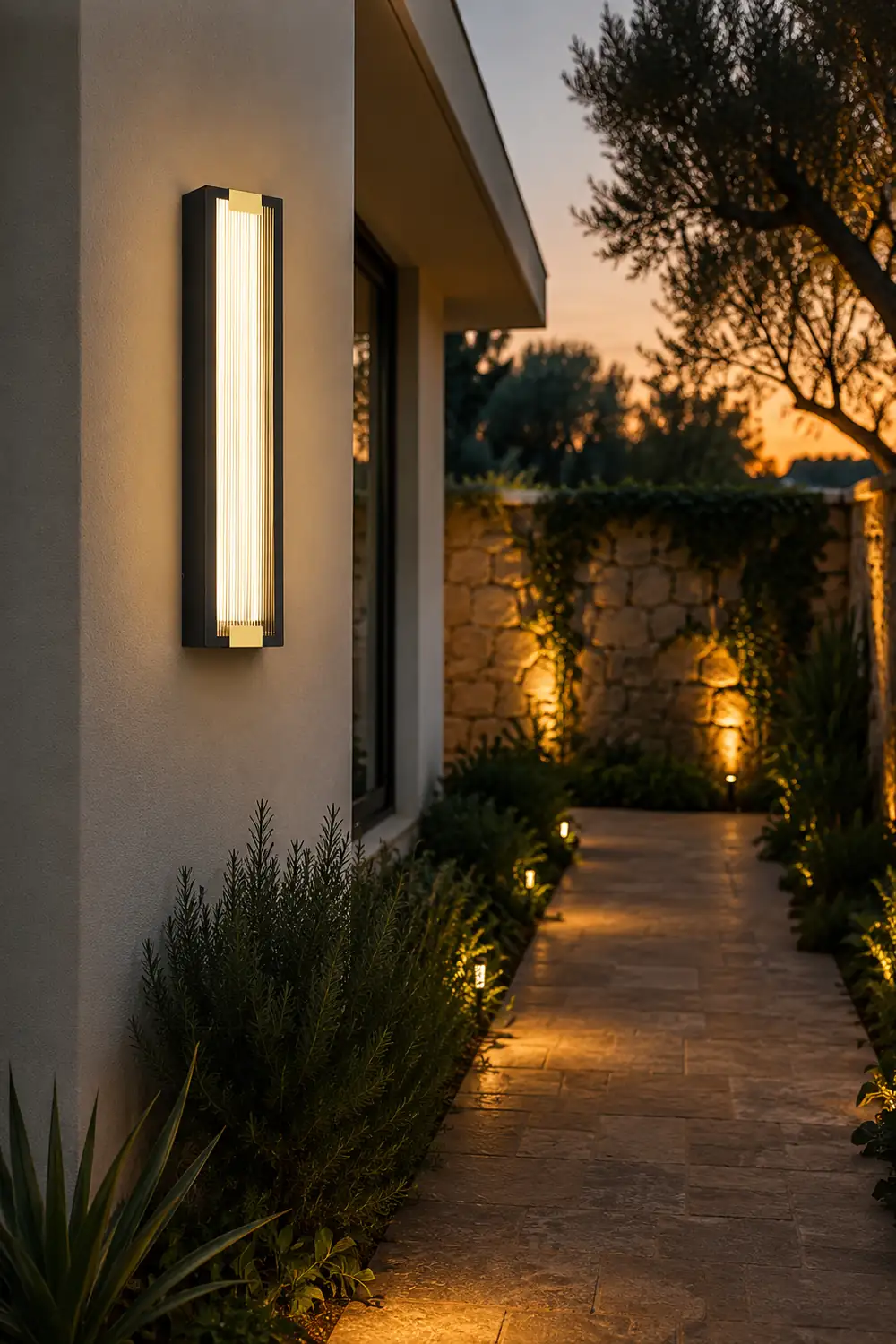 Rectangular Strip Waterproof LED Black Modern Porch Lights Wall Sconces - Lumpaz
