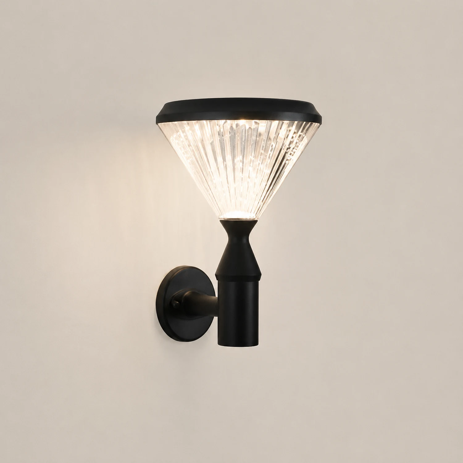 Round Waterproof Light Control LED Black Modern Solar Outdoor Lights - Lumpaz