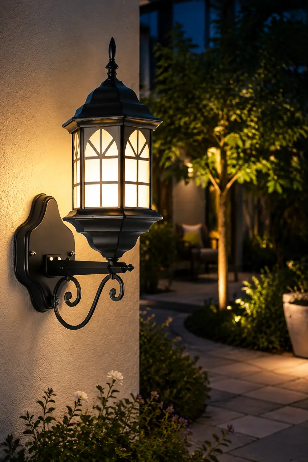 Retro Waterproof Dimmable LED Solar Wall Lamp with Remote Exterior Lights - Lumpaz