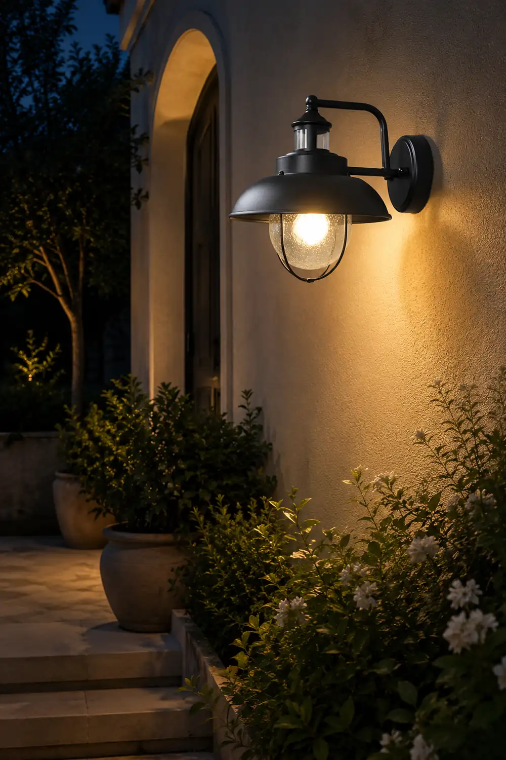 Antique Round Iron Bubbles Glass American Style Outdoor Wall Lights - Lumpaz