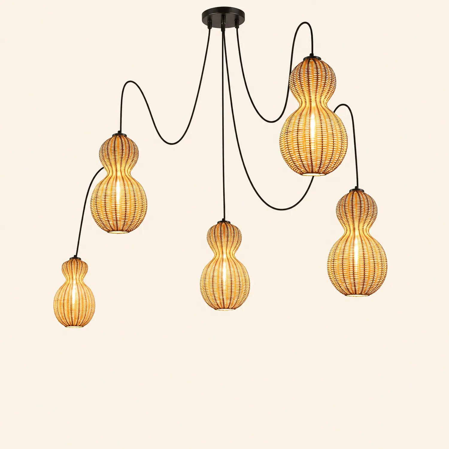 Rattan Gourd Waterproof Retro Outdoor Chandelier Porch Lights Wall Lamp - Lumpaz