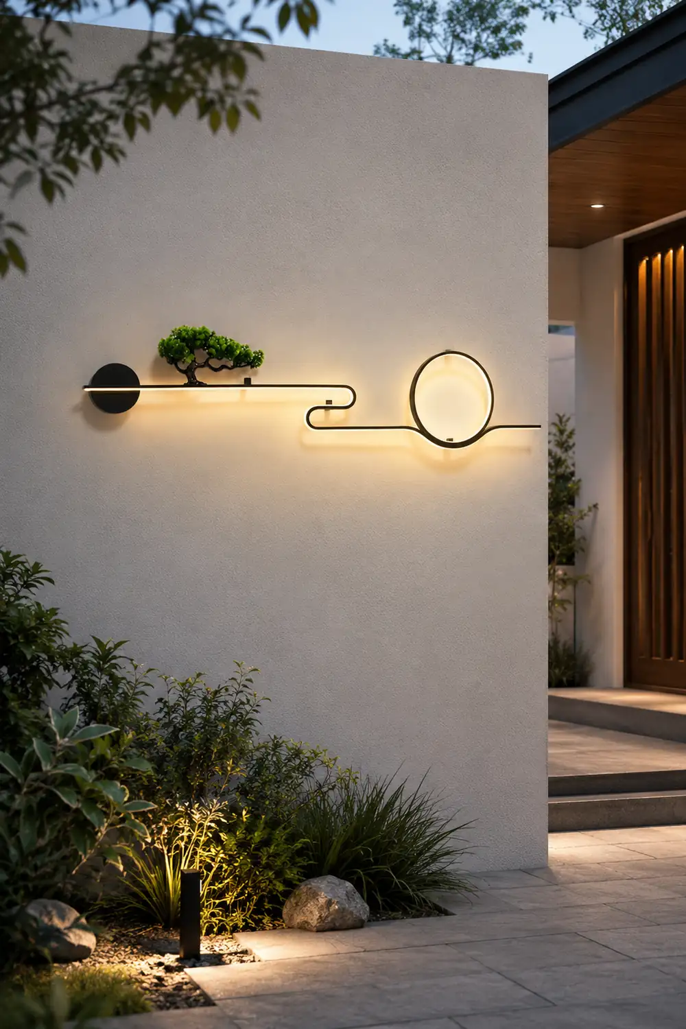 Moon Tree Scenery Waterproof LED Black Retro Outdoor Wall Lights Sconces - Lumpaz