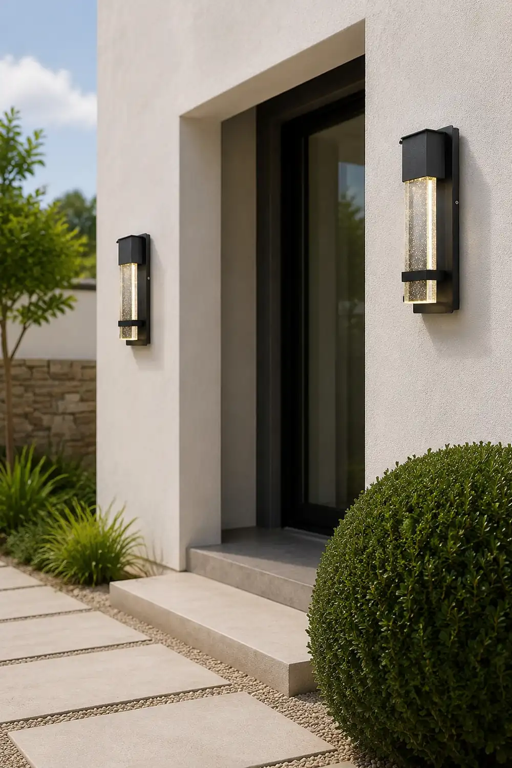 Minimalist Crystal Bubble Glass Waterproof LED Motion Sensor Wall Lamp - Lumpaz