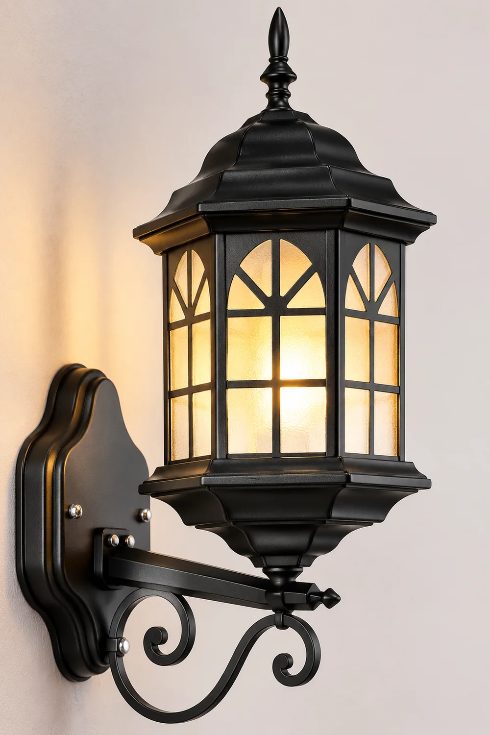 Retro Waterproof Dimmable LED Solar Wall Lamp with Remote Exterior Lights - Lumpaz