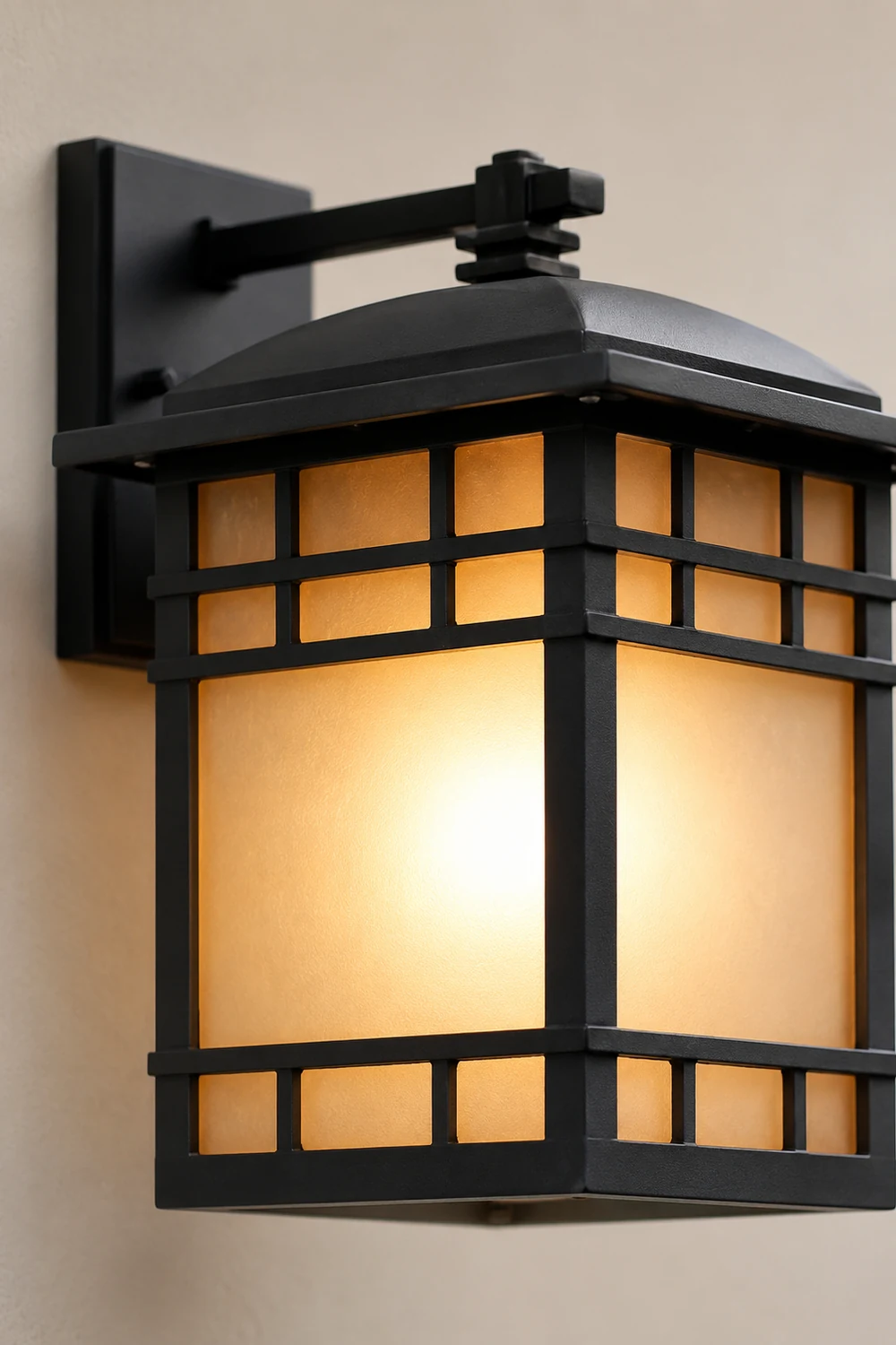 Square Retro Waterproof Yellow Glass Shade Vintage Outdoor Wall Lights - Lumpaz