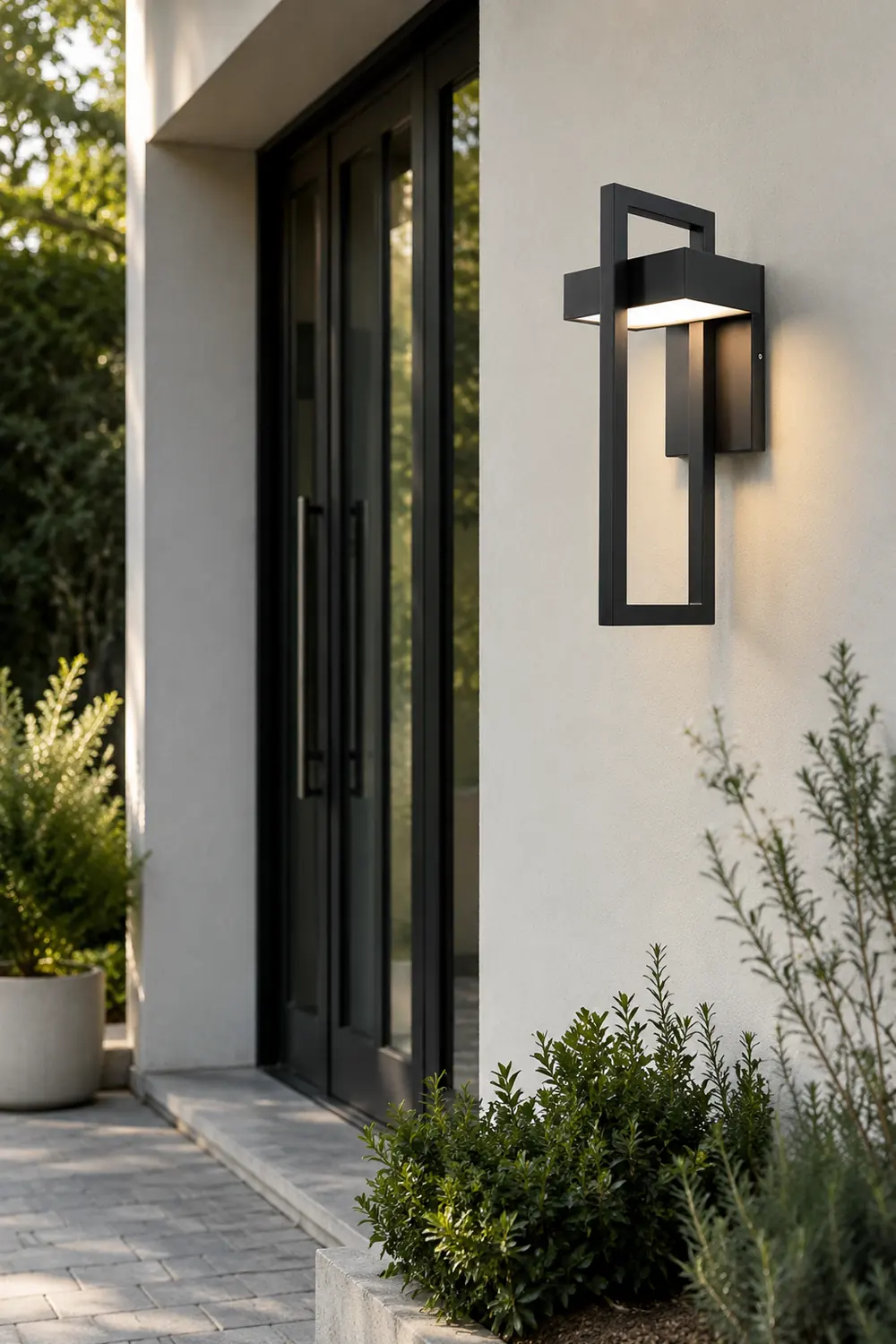 Rectangular Minimalist LED Waterproof Black Modern Outdoor Wall Lamp - Lumpaz