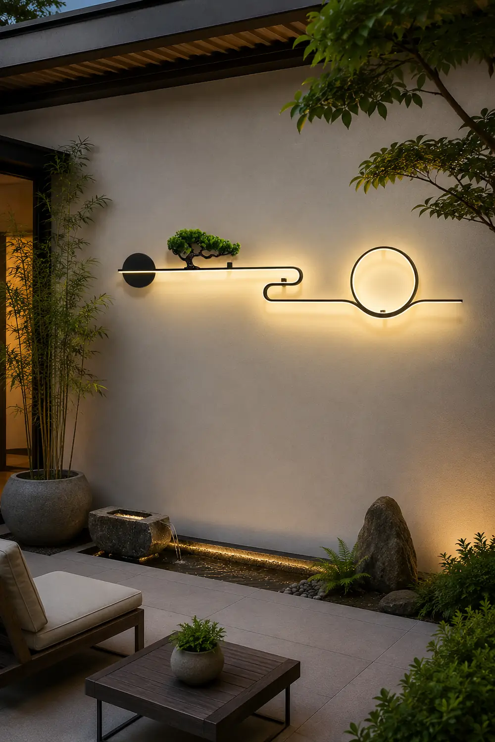 Moon Tree Scenery Waterproof LED Black Retro Outdoor Wall Lights Sconces - Lumpaz