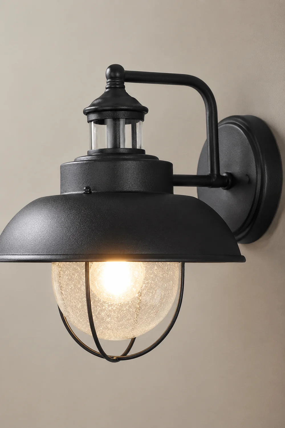Antique Round Iron Bubbles Glass American Style Outdoor Wall Lights - Lumpaz