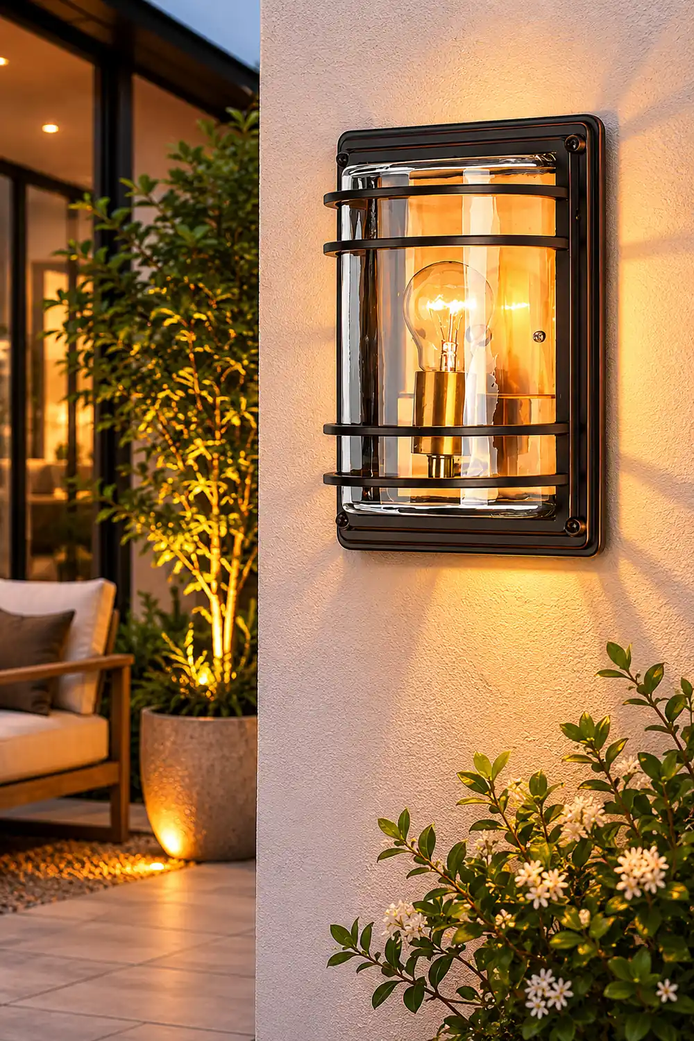 Vintage Aluminum Brown Glass Waterproof Modern Outdoor Wall Light - Lumpaz