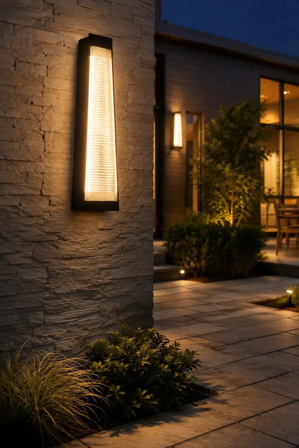 Striped Acrylic Waterproof LED Black Modern Outdoor Wall Lights Fixture - Lumpaz