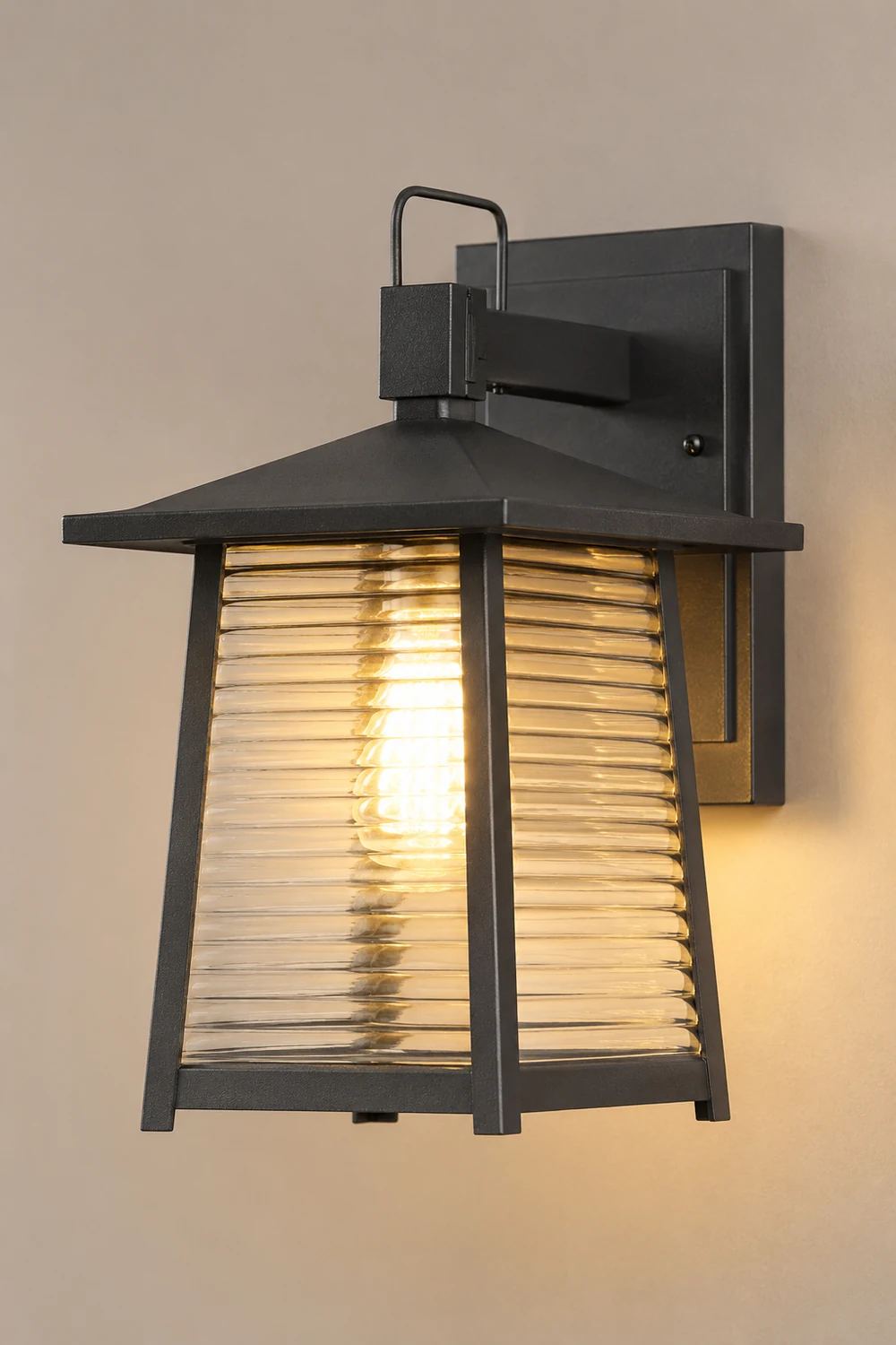 Waterproof Thickened Glass Black Retro Solar Outdoor Wall Lights - Lumpaz