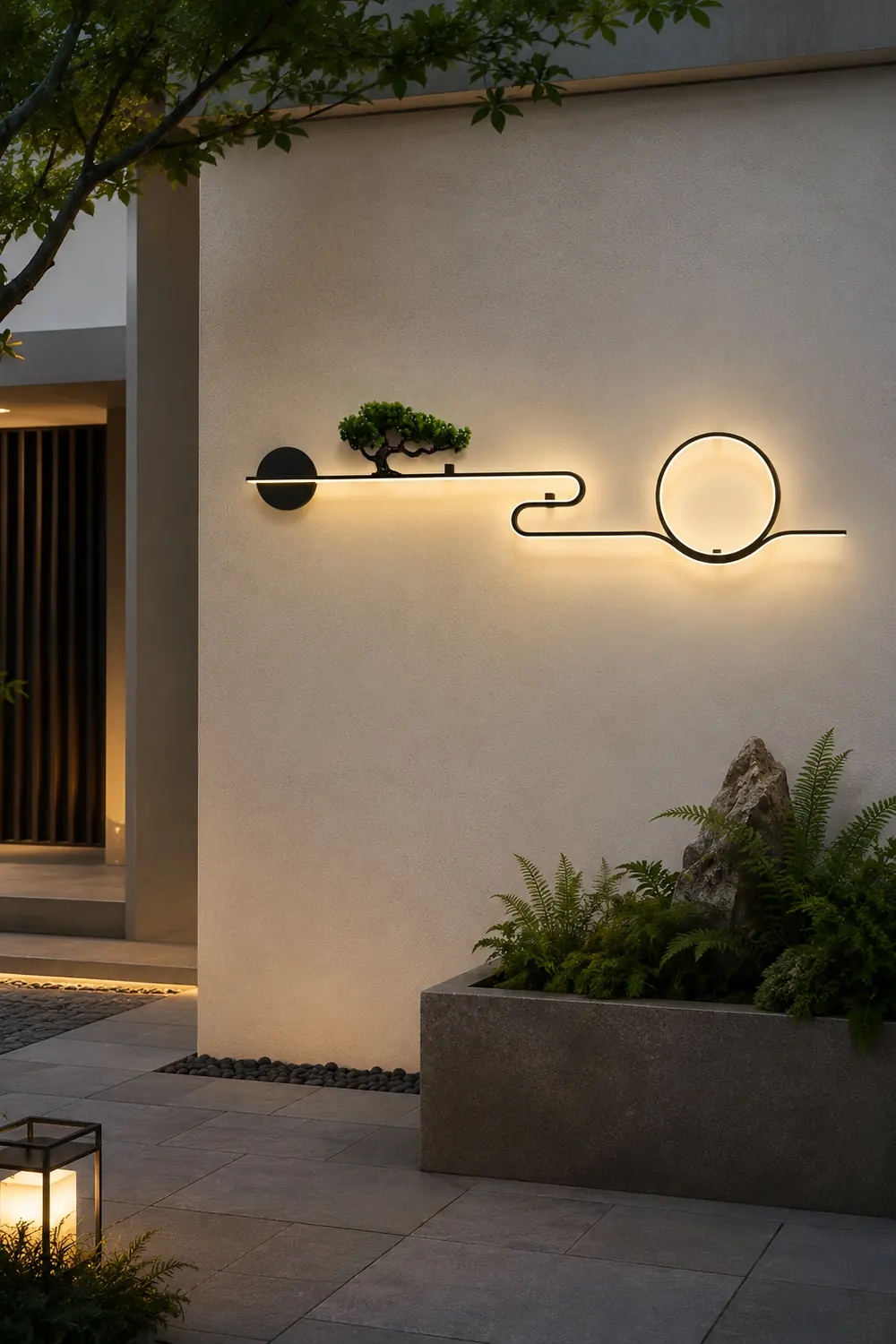 Moon Tree Scenery Waterproof LED Black Retro Outdoor Wall Lights Sconces - Lumpaz