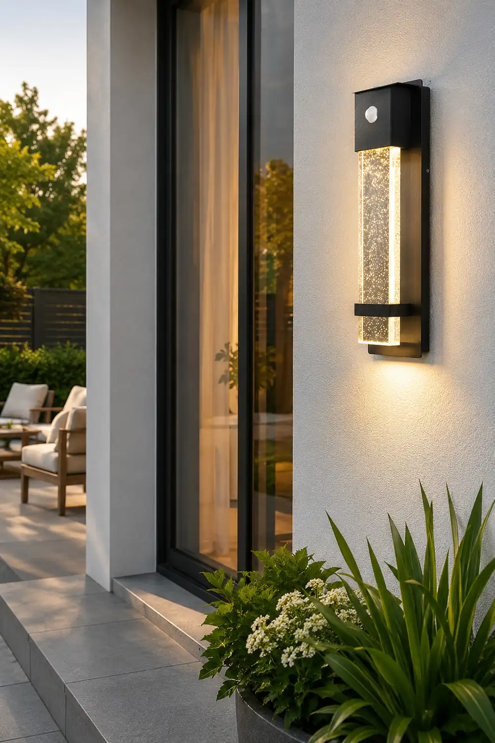Minimalist Crystal Bubble Glass Waterproof LED Motion Sensor Wall Lamp - Lumpaz