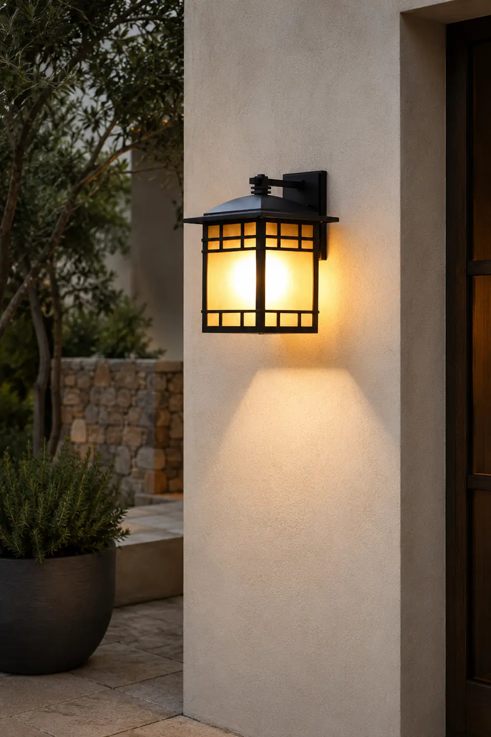 Square Retro Waterproof Yellow Glass Shade Vintage Outdoor Wall Lights - Lumpaz