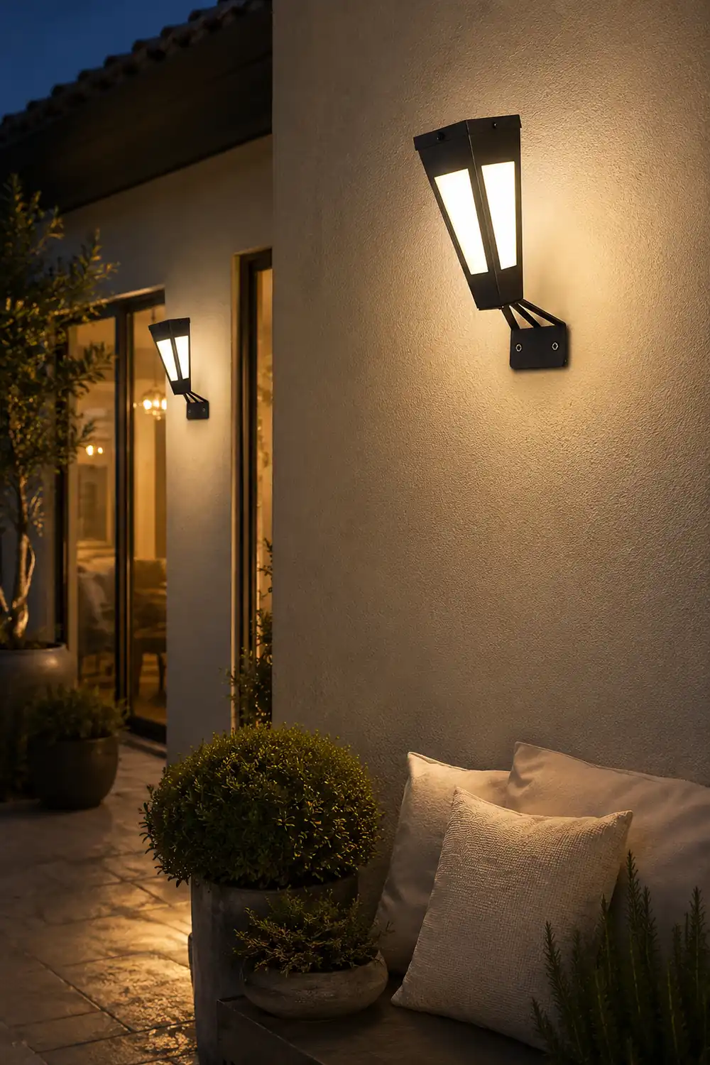 Waterproof Intelligent Metal LED Black Modern Solar Outdoor Wall Light - Lumpaz