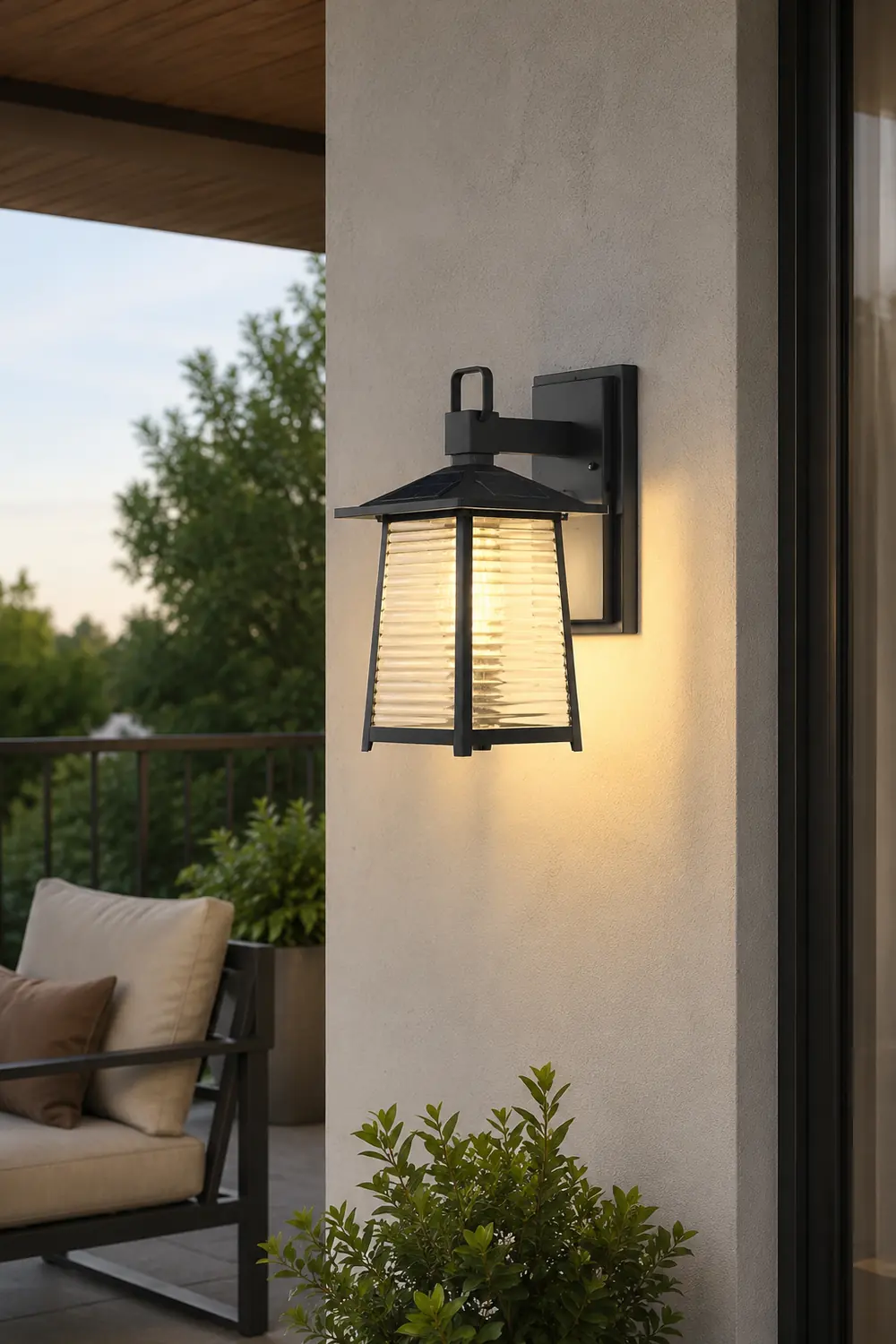 Waterproof Thickened Glass Black Retro Solar Outdoor Wall Lights - Lumpaz