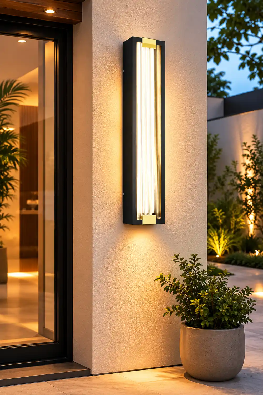 Rectangular Strip Waterproof LED Black Modern Porch Lights Wall Sconces - Lumpaz