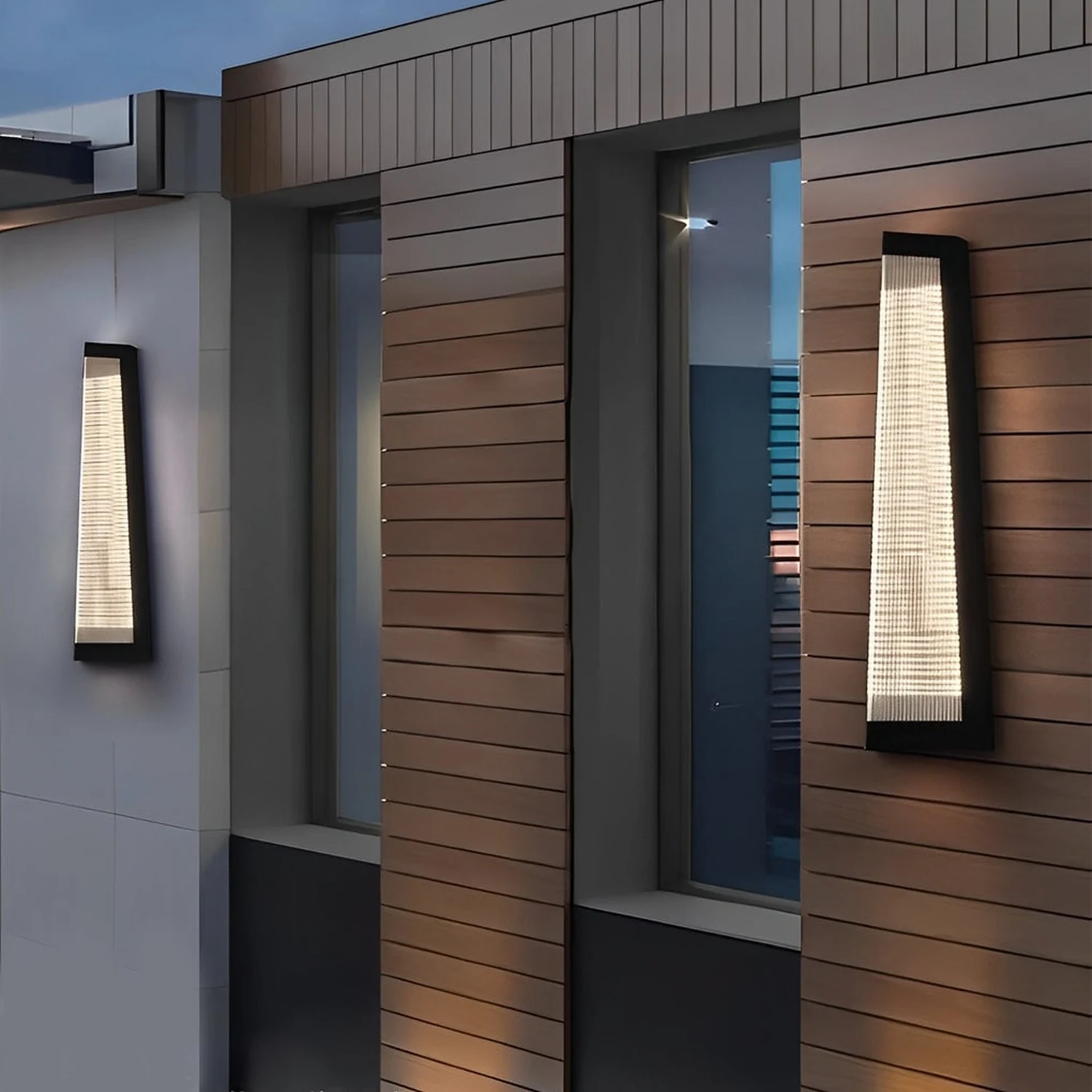 Striped Acrylic Waterproof LED Black Modern Outdoor Wall Lights Fixture - Lumpaz
