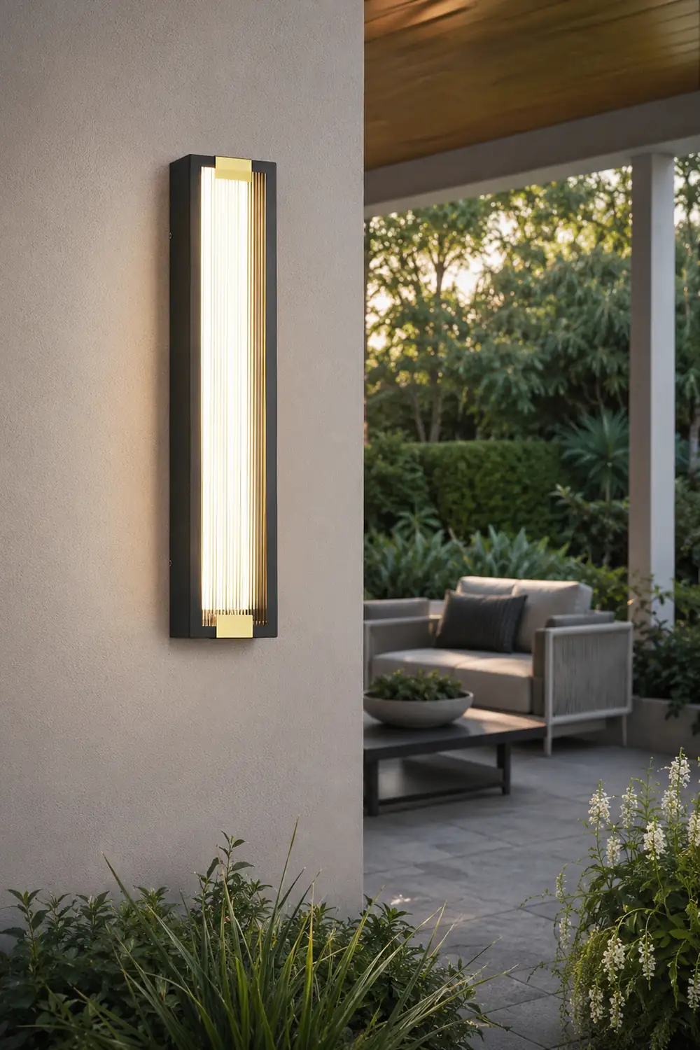 Rectangular Strip Waterproof LED Black Modern Porch Lights Wall Sconces - Lumpaz