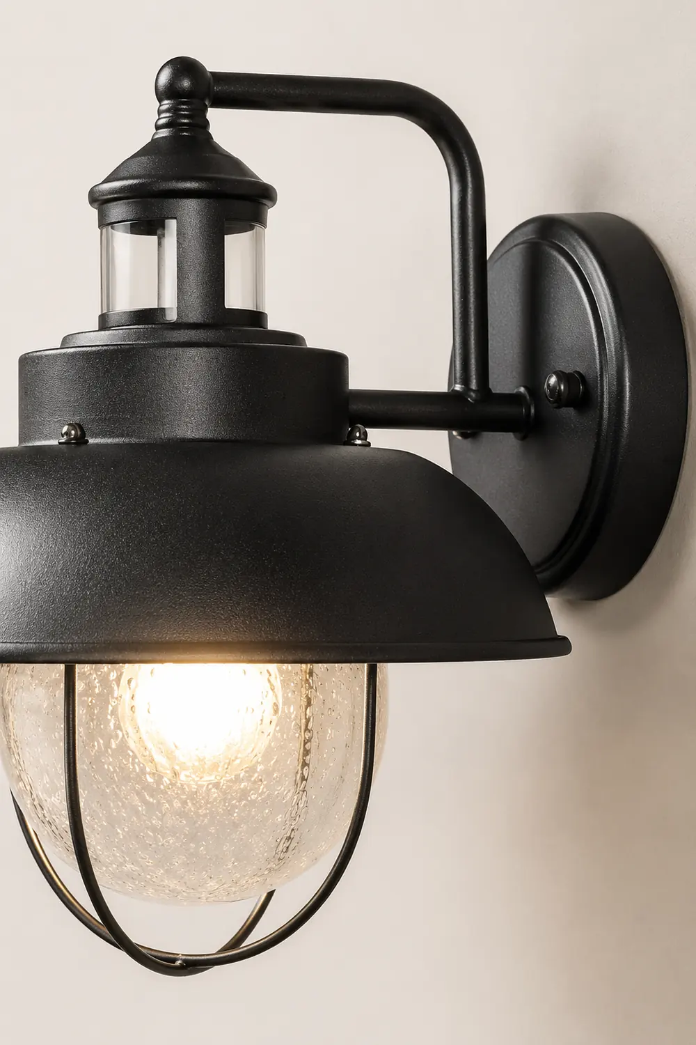 Antique Round Iron Bubbles Glass American Style Outdoor Wall Lights - Lumpaz