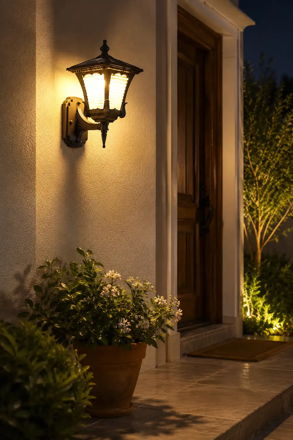 Vintage Striped Glass LED Waterproof Black Retro Solar Wall Lights - Lumpaz
