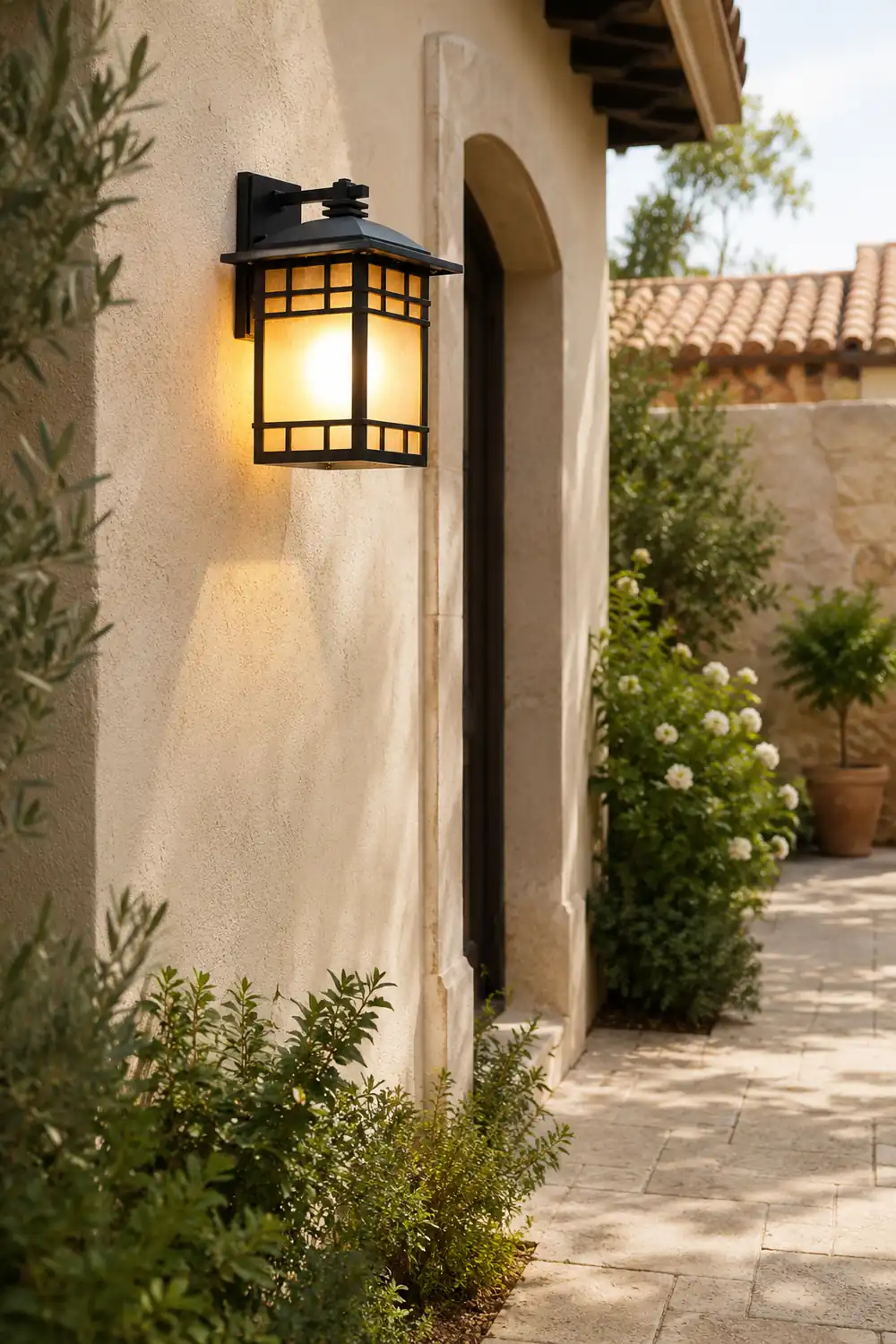 Square Retro Waterproof Yellow Glass Shade Vintage Outdoor Wall Lights - Lumpaz